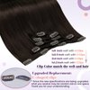LaaVoo Brown Clip in Hair Extensions Human Hair 20inch Darkest Brown Hair Extensions Real Human Hair Clip ins Dark Brown Remy Hair Clip in Extensions Long Silky Straight 5pcs 80g