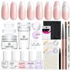 Saviland French Manicure Kit with Everything: Silicone French Tip Nail Stamp French Nails Kit for Beginners Easy French Nail Brush French Nail Tips Guide Stickers Fast French Tip Tool Acrylic Nail Kit