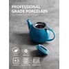 Sweese Teapot, Porcelain Tea Pot with Stainless Steel Infuser, Blooming & Loose Leaf Teapot - 27ounce, Steel Blue