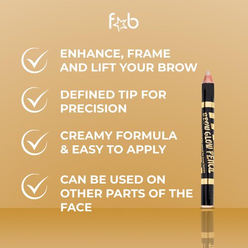 Fab Brows Brow Glow Pencil | Eye Highlighter Makeup | Creamy Eye Brightener Stick for Lifting and Defining Brows | Applies to Nose and Cheekbones for Slimming Effect | Cruelty-Free, UK-Brand