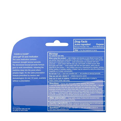 Clean & Clear Persa-Gel 10 Acne Gel, 10% Benzoyl Peroxide, 1 fl. oz
