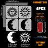 FINGERINSPIRE 4 PCS Sun Moon Stencils for Painting with Brush 5.9x5.9inch Reusable Sun Moon Face Template Hollowed Emoticon Stars Stencil Plastic Fantasy Theme Template for Floor Furniture Decoration