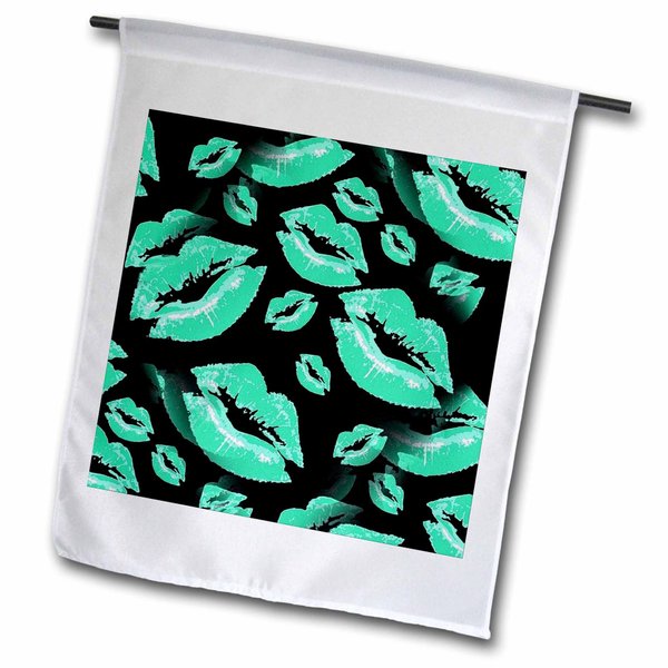 3dRose Two Kisses Collided Lip Affectionate Aqua Colored Lips Pattern - Flags (fl_357227_1)