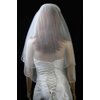 Bridal Veil Diamond (Off) White 2 Tier Elbow Length Scallop Edge In Pearl Beads