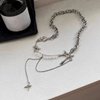 Buyongwant Irregular Star Pendant Necklace Y2k Beads Silver Metal Women's Design Collar Chain Fashion 15.75 Inch