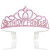 CIEHER Pink Birthday Princess Crown for Girls Birthday Crown Birthday Decorations Princess Birthday Gifts Birthday Tiara Princess Birthday Party Favors