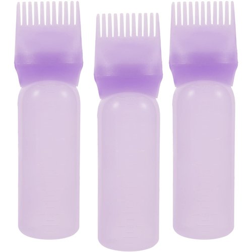 FRCOLOR 3pcs Medicine Bottle Color Applicator Bottle Root Applicator Bottle Hair Dye Dispenser Bottles Hair Dye Bottle Applicator Comb Salon Hair Dye Bottles Shampoo Plastic Hair Roots