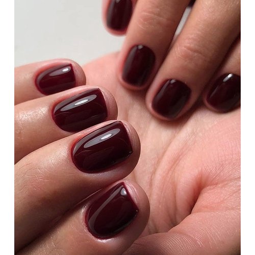 Morily 30pcs Press on Nails Short Square Burgundy Fake Nails with Solid Color Designs Acrylic Glossy False Nails Reusable Stick on Nails for Women (Burgundy)