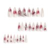IFMOPETY Goth Nails Press on，Long Spiked Almond Fake Nails - Handmade Red Gem Design for Reusable Fake Nails，12 Sizes - 24 Nail Kit(Gothic)