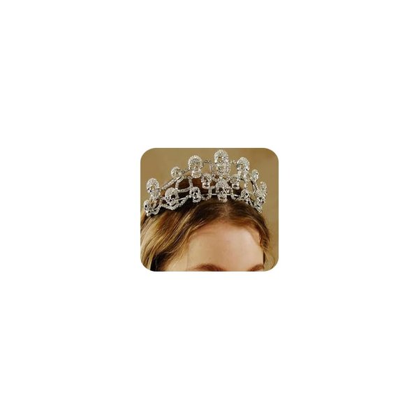 BERYUAN Halloween Skull Headband Skull Rhinestone Gothic Queen Costume Silver Crystal Rhinestone Skull Hair Piece Halloween Cosplay Costume for Women and Girls