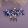 Teyglen Blue Rhinestone Bridal Side Comb Crystal Bride Wedding Hair Comb Sparkly Hair Accessories Rhinestone Headpiece for Women Hair Piece (Blue)