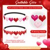 4 Pieces Valentine's Day Headbands Glitter Heart Love Headband Cute Head Bands Cupid Elastic Hair Accessories No Slip Headpiece for Women Girls Party, Pink, Red
