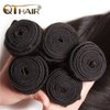 QTHAIR 14A Grade Brazilian Straight Human Hair Bundles with Closure(16" 18" 20"+16"Free Part Lace Closure,Natural Black) 100% Unprocessed Brazilian Virgin Hair Extensions for Black Women