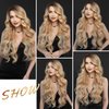 7JHH WIGS Lace Front Body Wavy Wigs 13 * 4in T Lace Front Side Part Blonde Wigs with Dark Roots for Women 160 Density Transparent Glueless Synthetic Hair Long Curly Wig