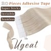 Ugeat Tape in Human Hair Extensions Seamless Hair 14 inch Tape in Human Hair Extensions #60A White Blonde Tape in Hair Extensions Real Human Hair 50g/20pieces