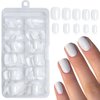 LoveOurHome 240PC Square Press on Nails Short Fake Nail, Short Press on Nails Square White Glue on Nail Full Cover Artificial Fingernail Girls Kids XS Acrylic Nail Press Nail with Adhesive Tabs