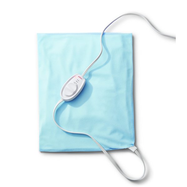 Sunbeam Heating Pad for Pain Relief, Standard Size UltraHeat, 3 Heat Settings with Moist Heat, Light Blue, 12-Inch x 15-Inch