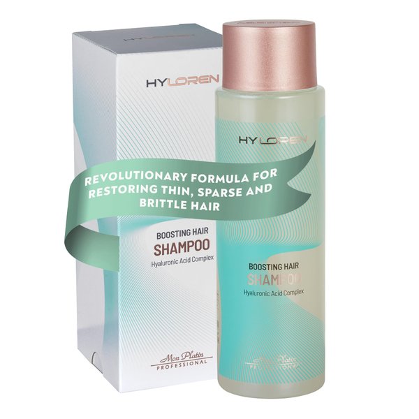 Mon Platin Professional HYLoren Hair Boosting Shampoo with Hyaluronic Acid for thin, sparse and brittle hair, Volumizing Shampoo, Thickening Shampoo, SLS/SLES Free, Shampoo for Damaged hair, 500ml