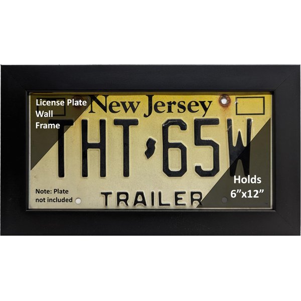 Creative Picture Frames 6x12-inch Modern Black License Plate Wall Frame, Display Your Vehicle Tag on Wall with Installed Hanger