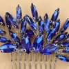 Denifery Women Dainty Simple Full Rhinestone Hair Comb Bride Wedding Hair Comb Bridal Hair Accessories Shiny Rhinestones Bridal Side Hair Combs for Women and Girls (Deep Blue)