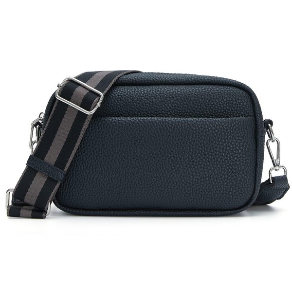 DIVCIDLC Small Crossbody Bag with Adjustable Wide Guitar Strap, Camera Purse Shoulder Handbag Lightweight Satchel for Women, Black-B