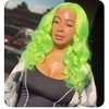 Sylvia Neon Wig Fluorescent Green Natural Wave Synthetic Lace Front Wigs 180% Density Side Parting Wigs Heat Resistant Fiber Hair Wig Cosplay Daily for Woman…