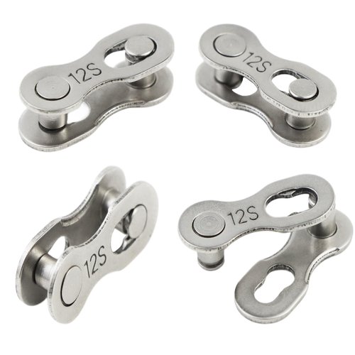 Hyamass 4 Pairs Bicycle Missing Link 12 Speed Chain Reusable Steel Bike Chain Link（Silver）