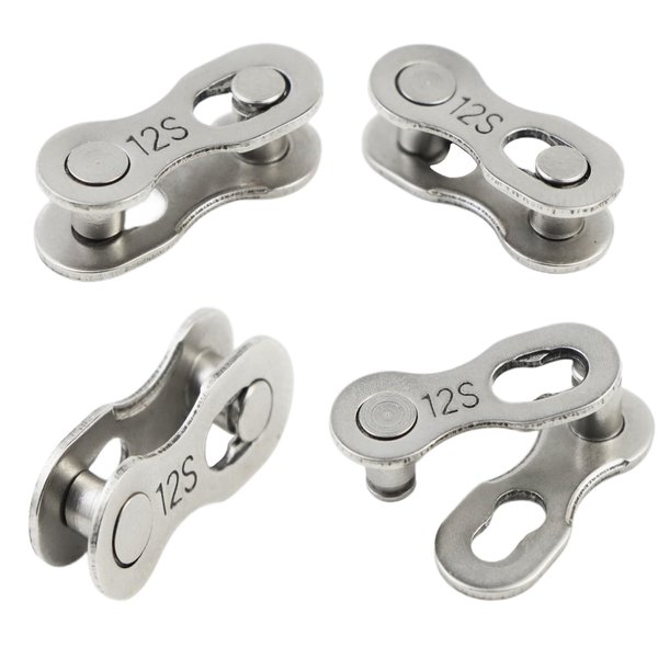 Hyamass 4 Pairs Bicycle Missing Link 12 Speed Chain Reusable Steel Bike Chain Link（Silver）