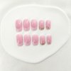 Press on Nails Short Square Fake Nails White French Tip Acrylic Nails Pink Full Cover False Nails Heart & Gold Glitter Glue on Nails Swirl & Glossy Nails for Women 24 Pcs