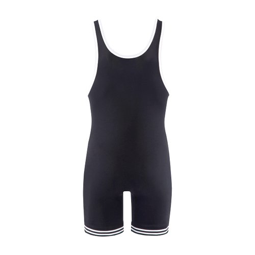 Matman Wrestling Singlet Double Knit Nylon Youth Boys Kids Weightlifting Made in USA (Black/White, X-Small)