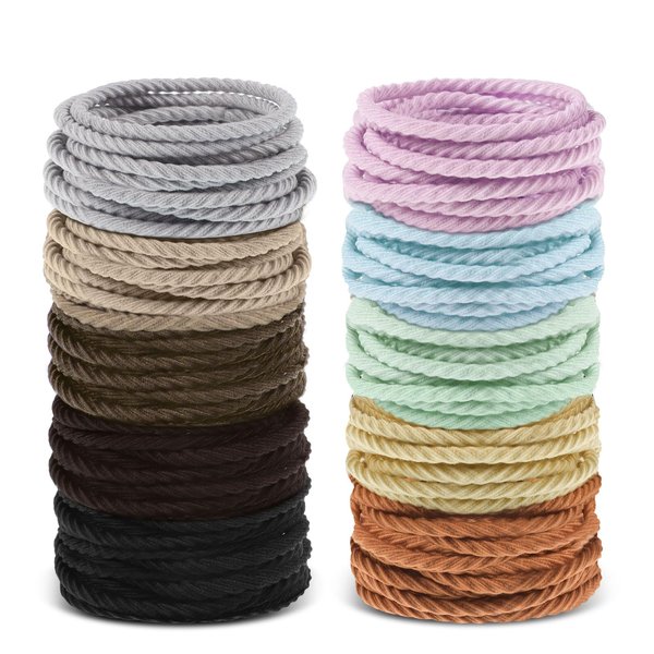 200PCS 10 Colors Hair Ties, Elastic Hair Ties No Damage Small Ponytail Holders Hair Bands for Thick Thin Hair Hair Accessories for Women Girls, 1.8 Inch