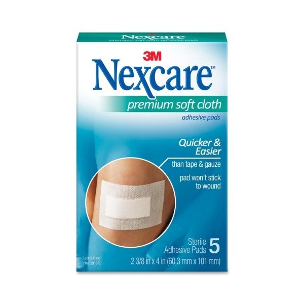 Nexcare Soft Cloth Premium Guaze Pad - 3 Ply - 2.38" x 3" - 5 / Pack - White