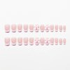 Short Press on Nails Square SWEKKE French Tip Fake Nails Pink Full Cover False Nails with Pink Bow Pearl Charm Designs Glossy Glue on Nails Cute Acrylic Nails Artificial Nails for Women Girls 24Pcs