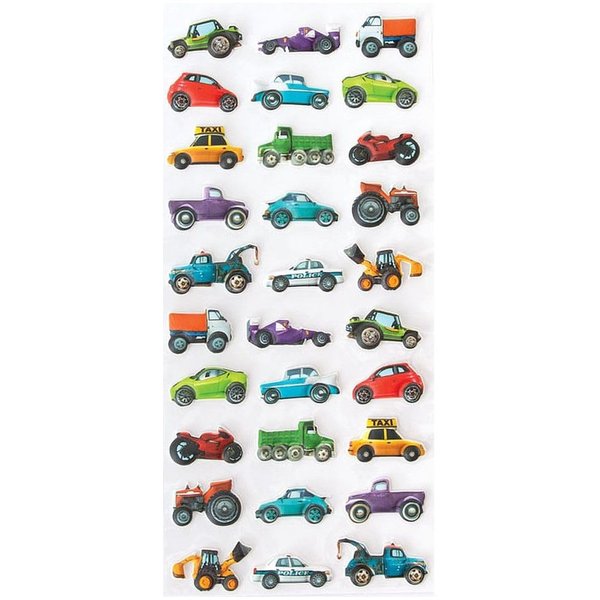 Playhouse Soft Puffy 30-Piece Sticker Sheet for Crafts, Trading & Collecting - Things That Go