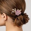 NUOBESTY 4Pcs Wedding Hair Clip Comb Handmade Bridal Hair Clip Pearl Floral Leaf Hair Accessories for Women Wedding (Purple)