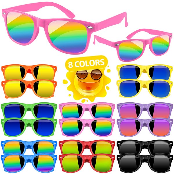 32 Pcs Kids Sunglasses Party Favors Bulk, Neon Sunglasses with UV400 Protection for Gilrs Boys Kids Age 3-5 4-8 for Summer Pool Beach Party Favors Birthday Gifts Goody Bag Fillers