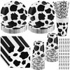 Lewtemi 100 Pcs Cow Print Party Supplies Kit, Include Napkins, Plates, Cups, Straws for Farm Animal Theme Birthday Party Picnic Decoration