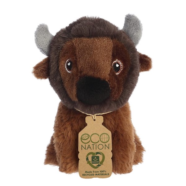 Aurora® Eco-Friendly Eco Nation™ Bison Stuffed Animal - Environmental Consciousness - Recycled Materials - Brown 5 Inches