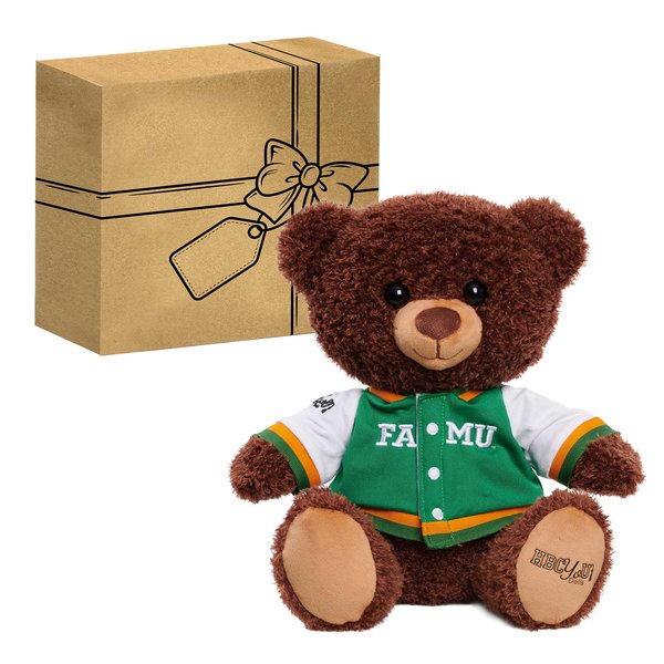 HBCyoU FAMU 10-inch Snuggly Letterman Teddy Bear, Graduation Gifts, Stuffed Animals and Toys for Kids Ages 3+