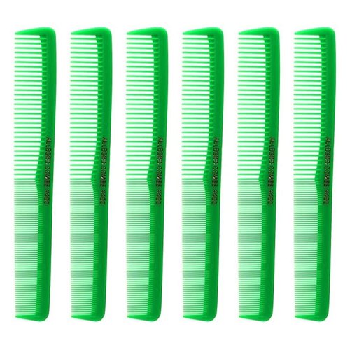 Allegro Combs 400 Barber Comb Hair Cutting Combs Pocket Combs Combs for Hair Stylist Comb Set Styling Comb 6 Pcs. (Neon Green)