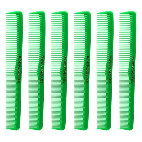 Allegro Combs 400 Barber Comb Hair Cutting Combs Pocket Combs Combs for Hair Stylist Comb Set Styling Comb 6 Pcs. (Neon Green)