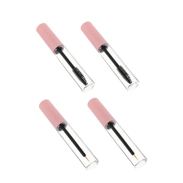Beatifufu 4pcs Eyeliner Stick Clear Lip Gloss Pink Eyeliner Eyelash Brush Pink Mascara Empty Mascara Plastic Container Clear Mascara for Eyelashes Lip Gloss Tubes Make up The Pet Castor Oil