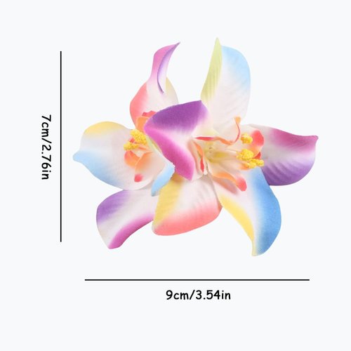 Bohemian Flower Hair Clips - 5pcs Artificial Tropical Hibiscus Plumeria Orchid Hairpin Set for Women Girls - Seaside Holiday Bridal Accessories in 5 Colors