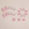 QQPPOLIU Pink Press on Nails Short Nail Press on Nails for Girls Cute Short Nails with Flower Designs Square Press on Nails Short Length 24Pcs for Girls
