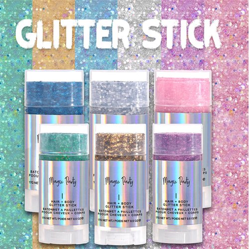 Holographic Flash Stick, Holographic Glitter Cosmetics-Body, Face, Eyes, Hair, Nail Makeup, Colorful Stage Makeup，Party Carnival Shining Glitter， Festival Loose Glitter Set (06# Silver)