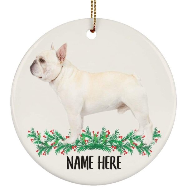 Funny Personalized Name French Bulldog Cream Gifts 2025 Christmas Tree Ornaments Circle Ceramic