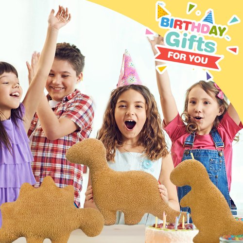 Aiideals Dino Nugget Pillow for Birthday Gifts, Dinosaur Chicken Nuggets Plush Funny Gifts for Boys Girls, Dino Plush Nuggets Dinosaur Stuffed Animal, Cute Dinosaur Gifts for Kids (Small, 2Pcs)