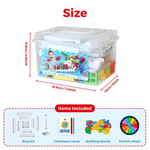 FVANTIME Tower Building Balance Board Game, Stacking Game for Family, 360° Drop Tower Swing Stack Attack Desktop Game for Kids & Adults, Parties Fun Games