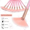 9 Pieces Facial Brushes Fan Mask Brushes, Soft Facial Applicator Brushes Tools for Peel Glycolic Mask Makeup for Mud Cream (Pink)
