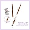 Music Flower Eyebrow Pencil,Portable 3 in 1 Eyebrow Shaping Enhancing Kit with Brow Trimmer & Brow Brush + Replaceable Brow Refills (Light Brown)